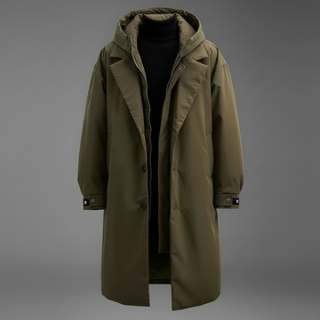 Waterdichte heren trenchcoat met capuchon, lange regenjas voor stad en reis