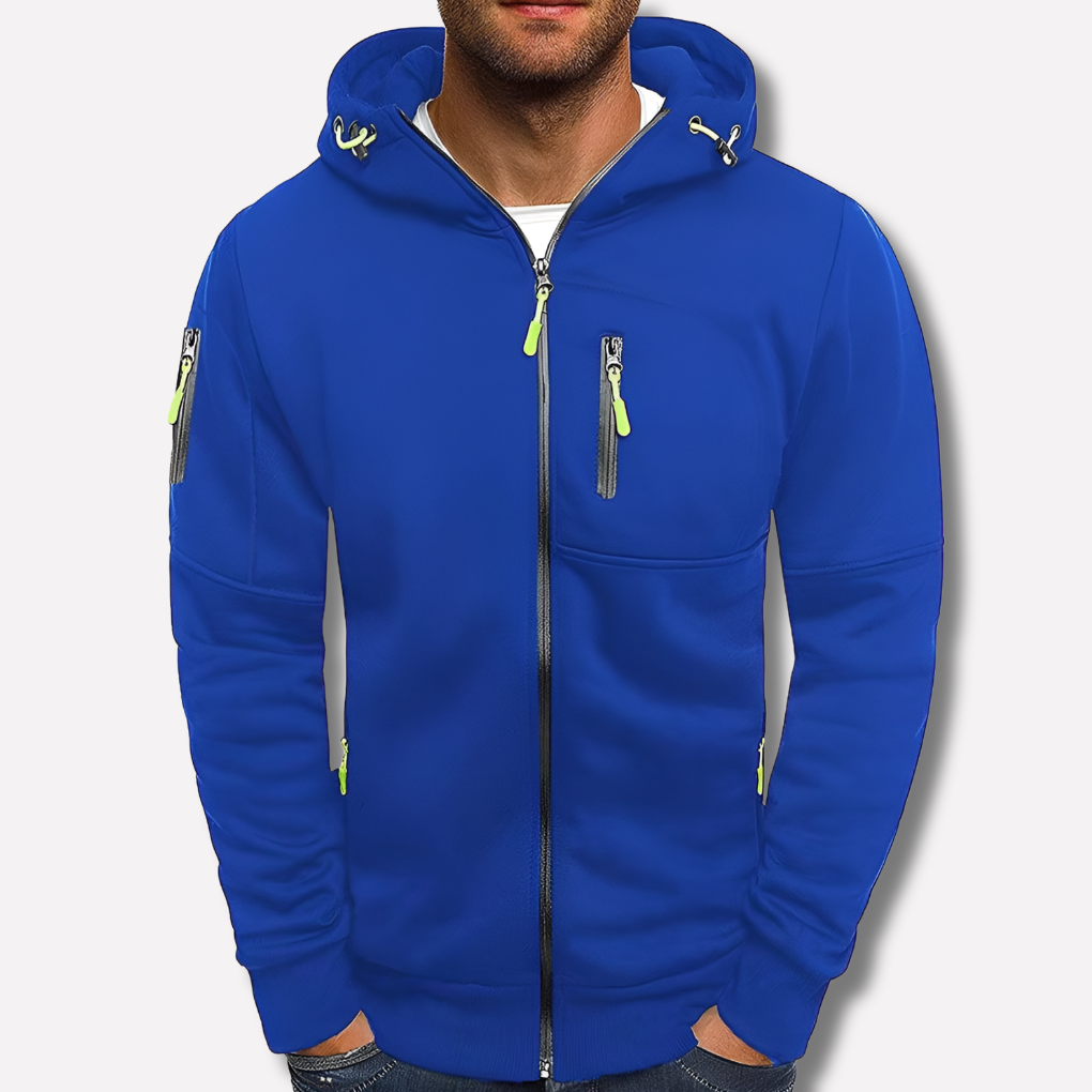 Herenhoodie met rits en capuchon – jacquardpolyester, losse pasvorm