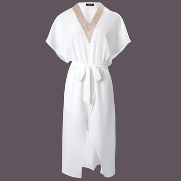 Moderne V-hals midi-jurk
