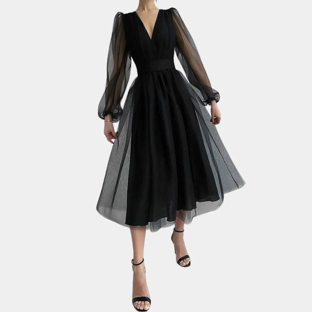 Elvira – Vintage Midi-Jurk met Kantdetails