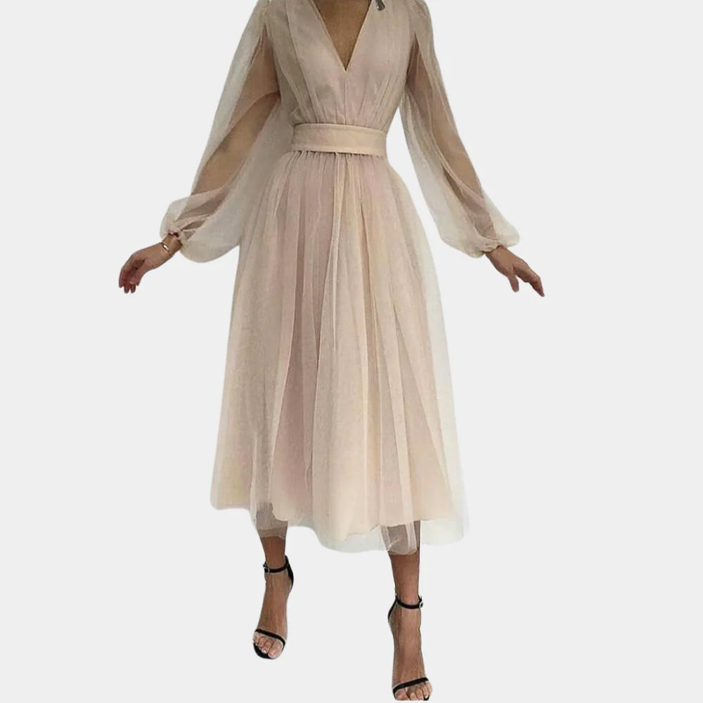 Elvira – Vintage Midi-Jurk met Kantdetails