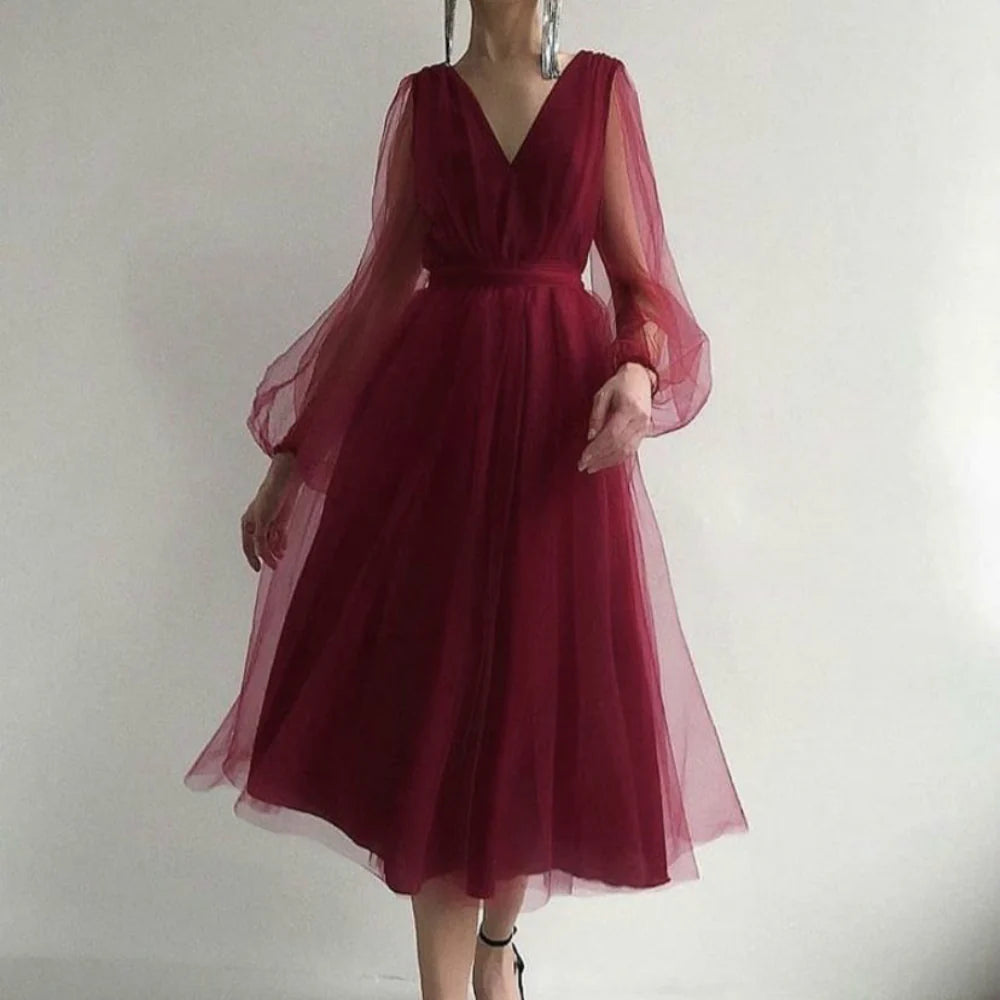 Elvira – Vintage Midi-Jurk met Kantdetails