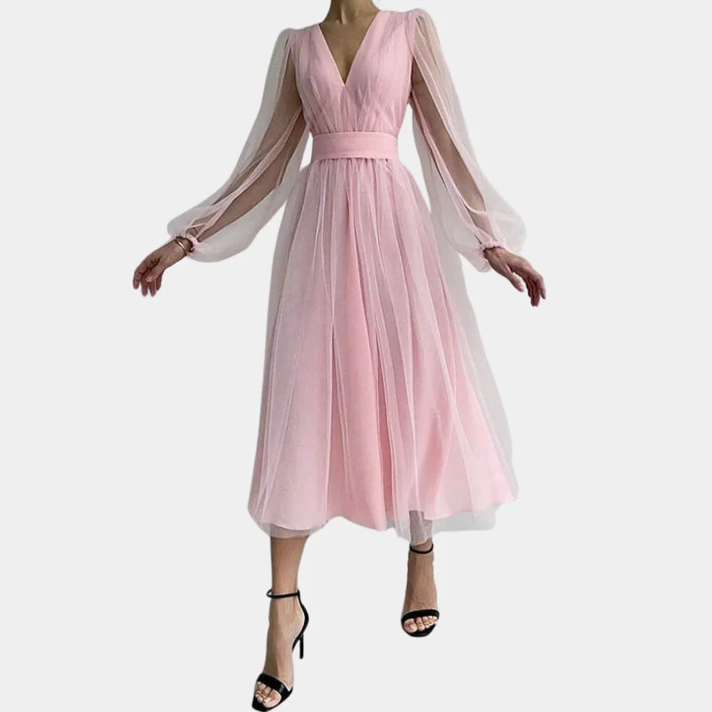 Elvira – Vintage Midi-Jurk met Kantdetails