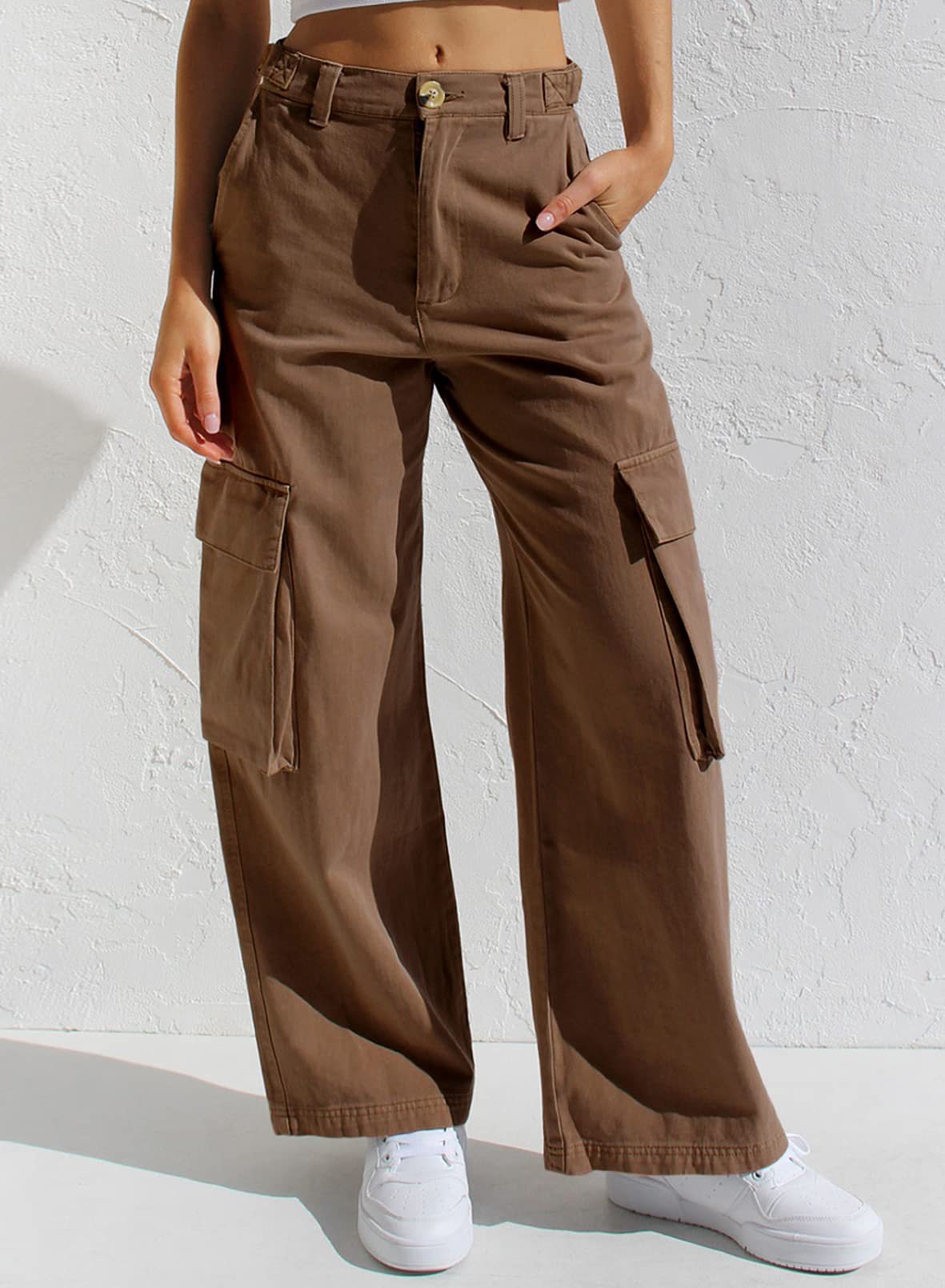 Niva – Trendy Hoge Taille Cargo Jeans Dames