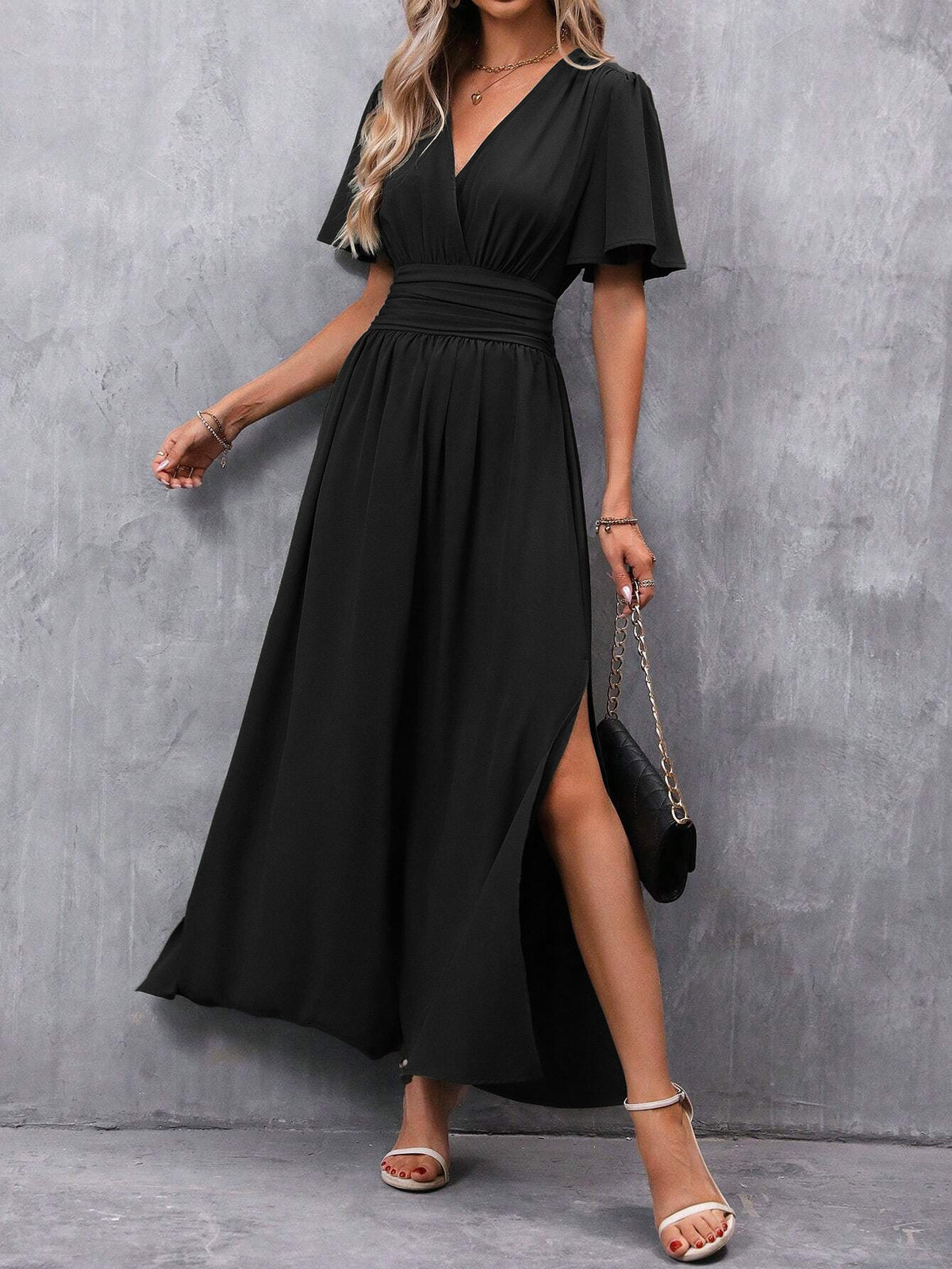 Elegante V-hals maxi-jurk voor dames