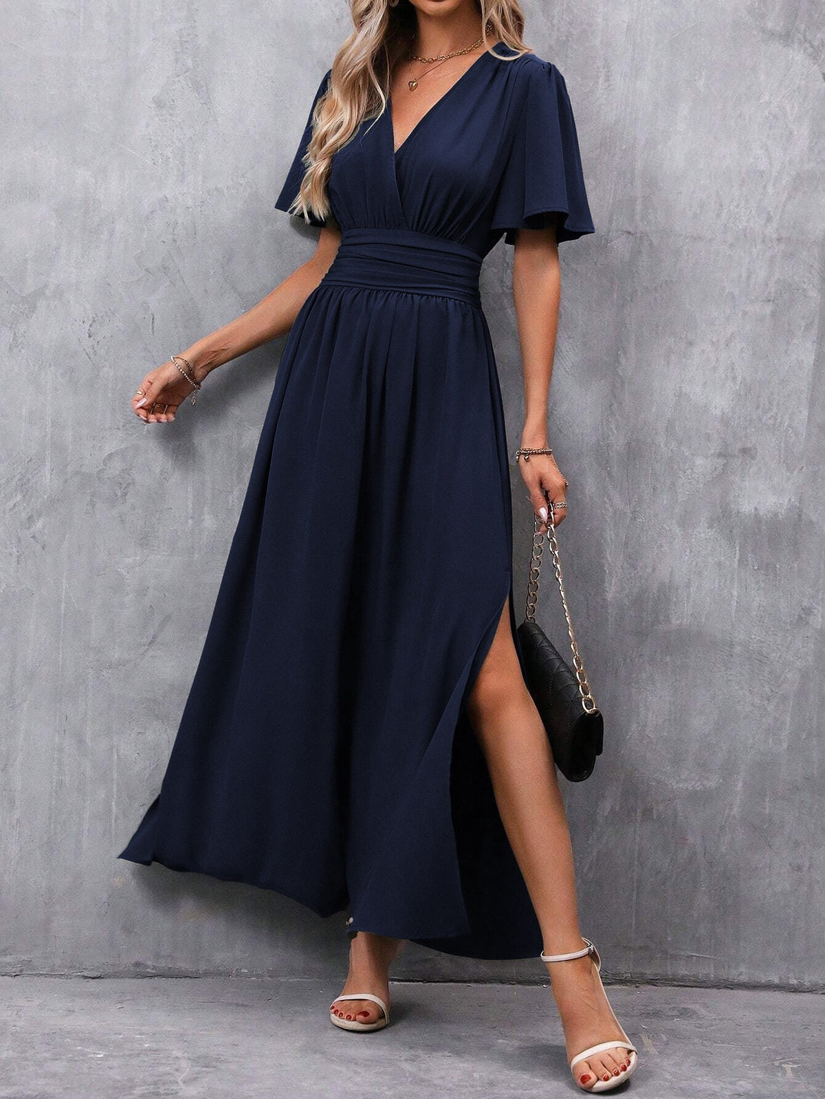 Elegante V-hals maxi-jurk voor dames