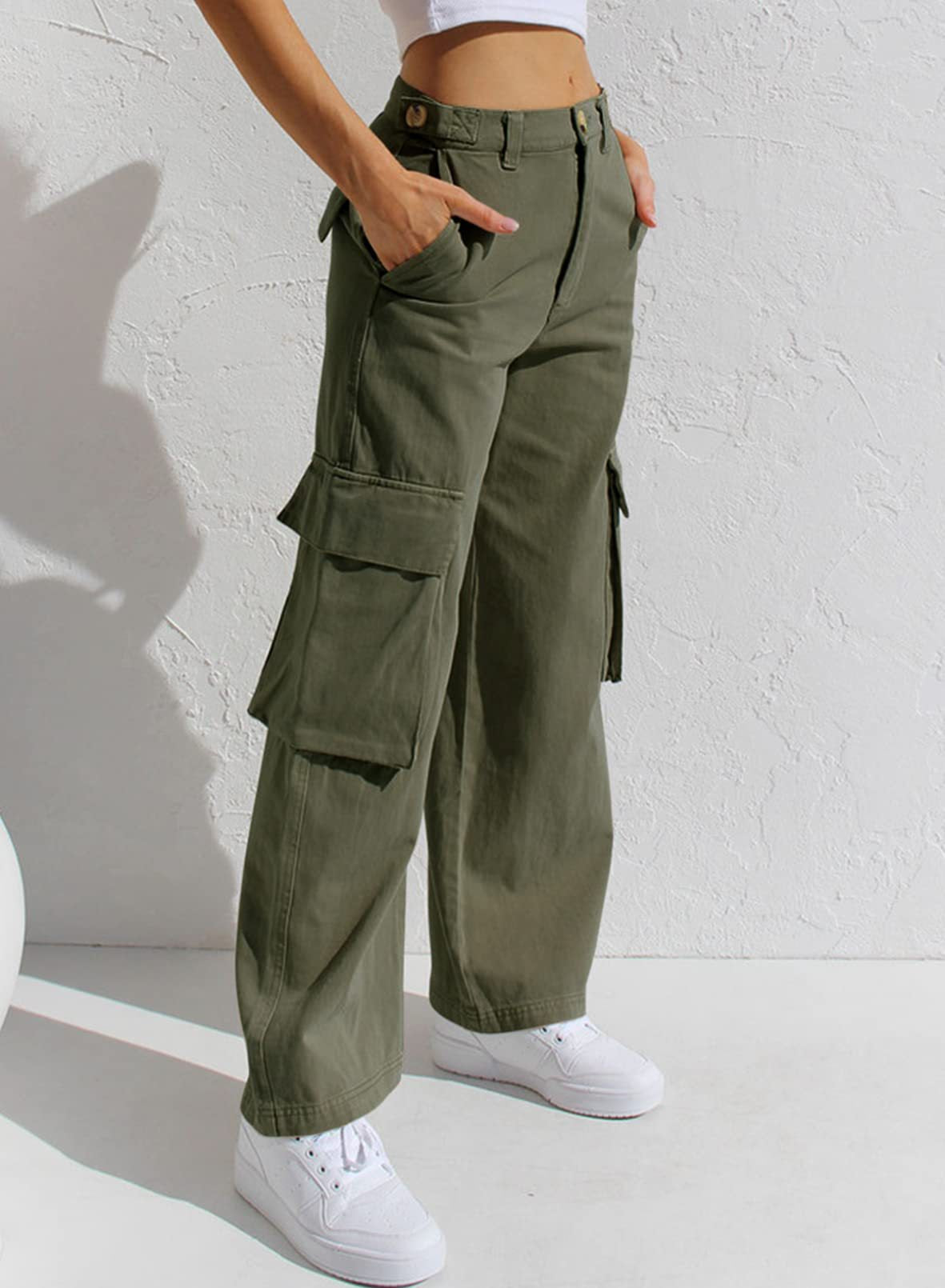 Niva – Trendy Hoge Taille Cargo Jeans Dames