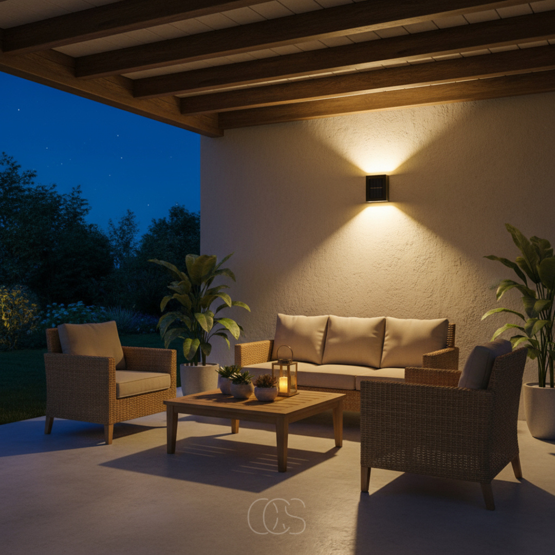 Draadloze zonne-energie-wandlamp voor buiten met sensor, IP65 waterdicht