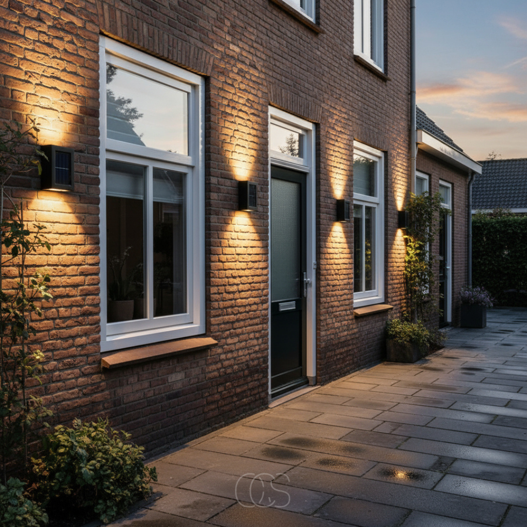 Draadloze zonne-energie-wandlamp voor buiten met sensor, IP65 waterdicht