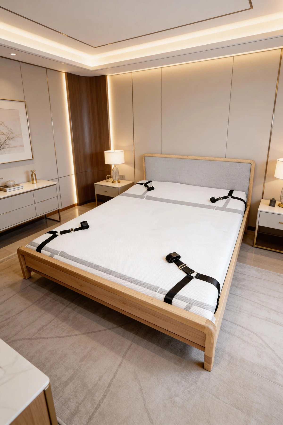 Onder-het-bed bindset met verstelbare manchetten