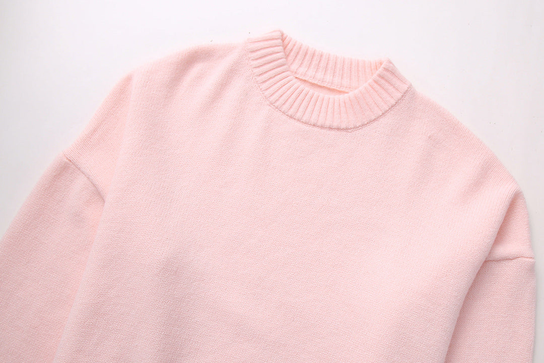 Comfortabel Basic Trui Roze Voor Dames
