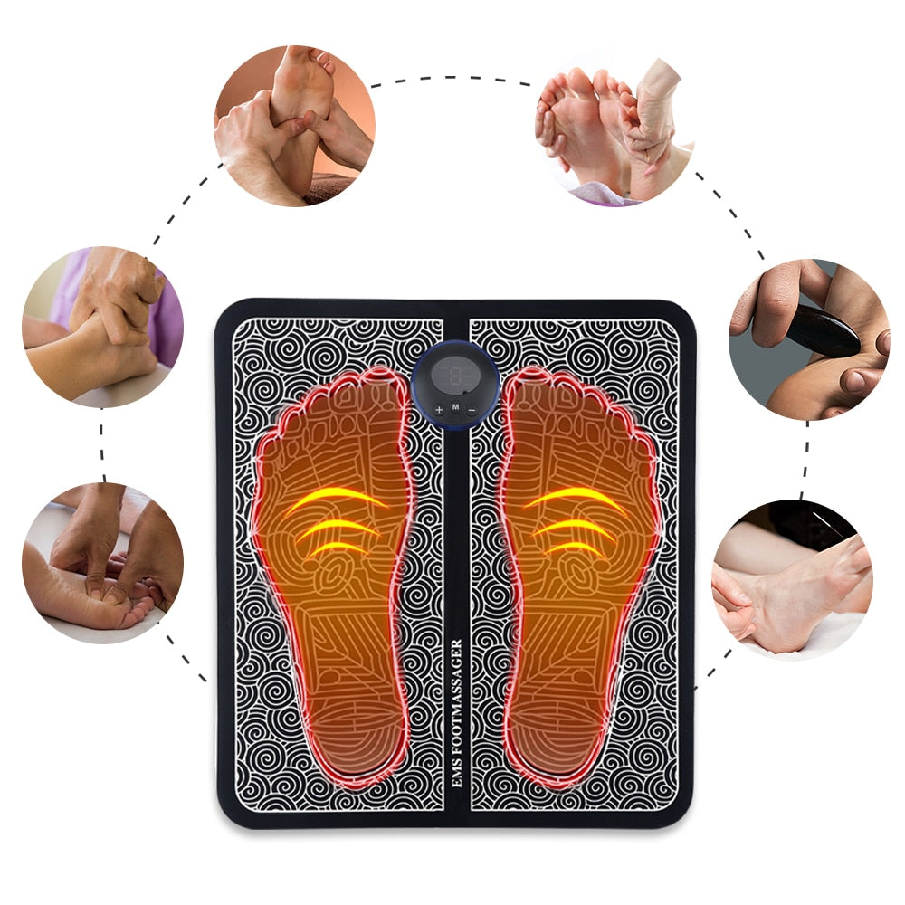 EMS-Voetmassageapparaat | Verbeterde Bloedcirculatie & Spierherstel - Acupressuur met 6 Modi en 9 Intensiteitsniveaus - FootComfort