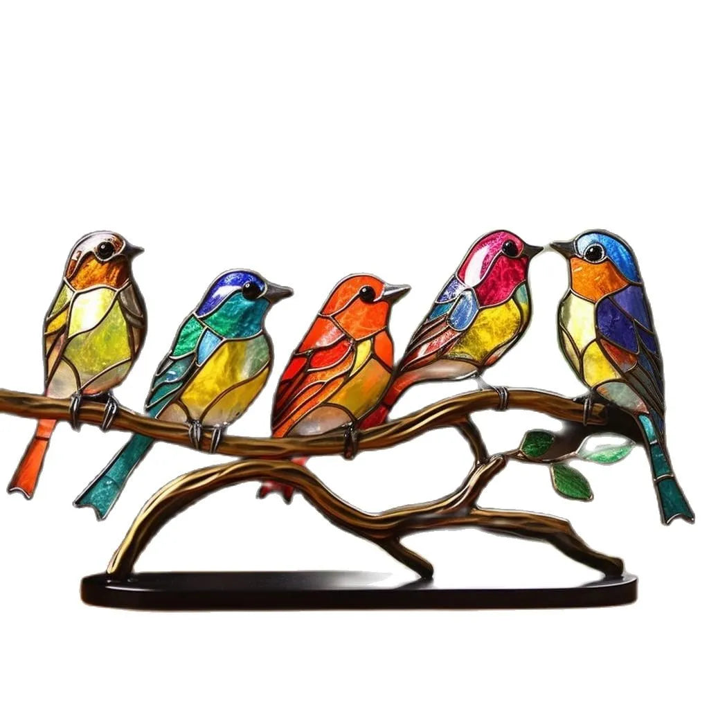 AviaryArt - Gekleurde Glazen Vogel Op Tak