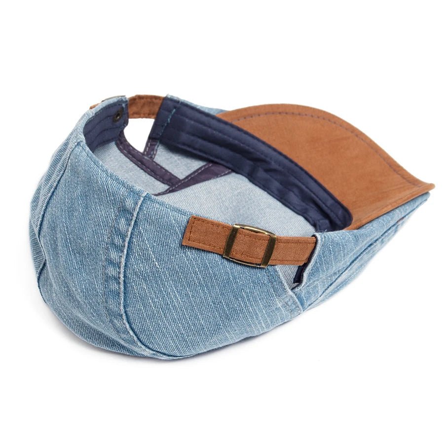 Herenpet in newsboystijl | Retro denim newsboy-pet