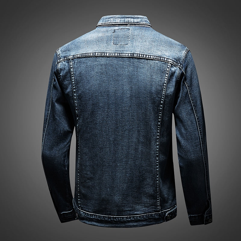 Slim Fit Motorstijl Spijkerjack voor Heren