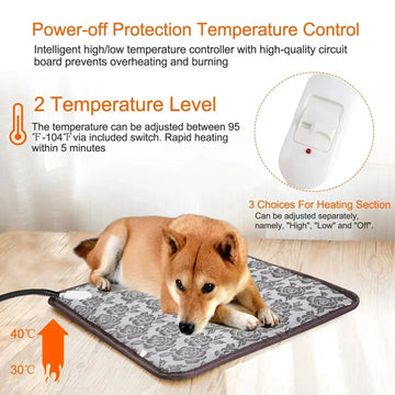 PawTherm Verwarmingsmat voor Huisdieren | Temperatuurregeling & Timer | Waterdicht & Veilig | Voor Honden & Katten