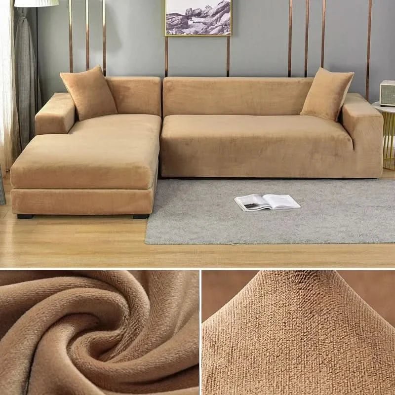Elastische velours bankhoes met antislip
