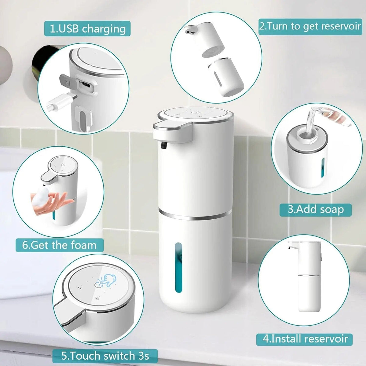 PureSoap Automatische Sensor Zeepdispenser | Hygiënisch en Handig voor Keuken Of Badkamer