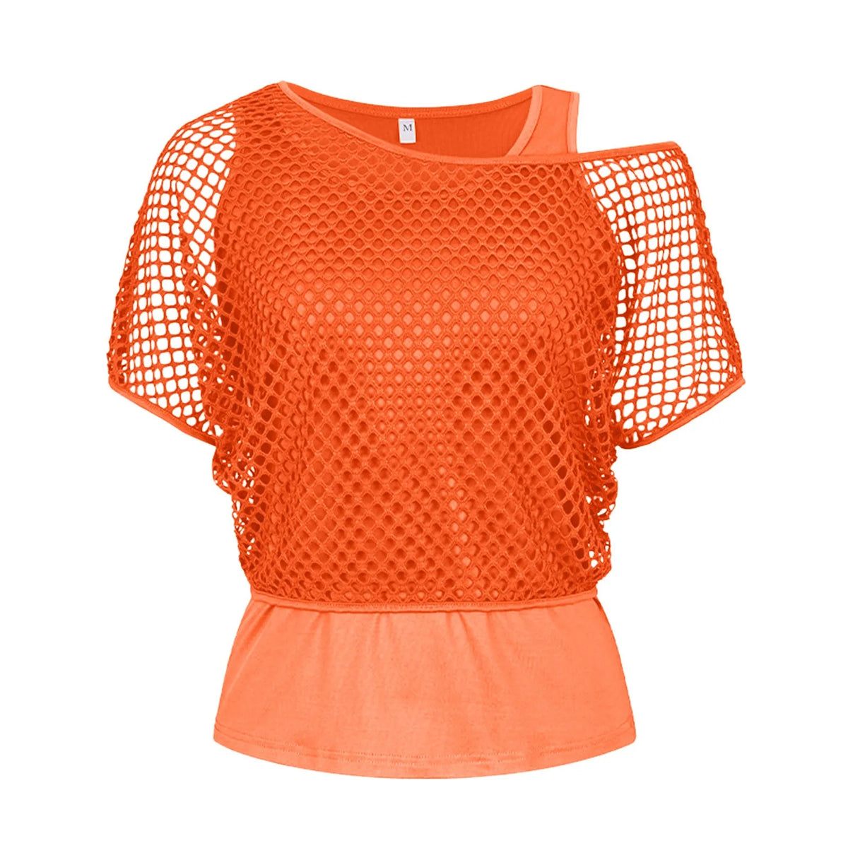 Oranje Off-Shoulder Fishnet Top voor Koningsdag