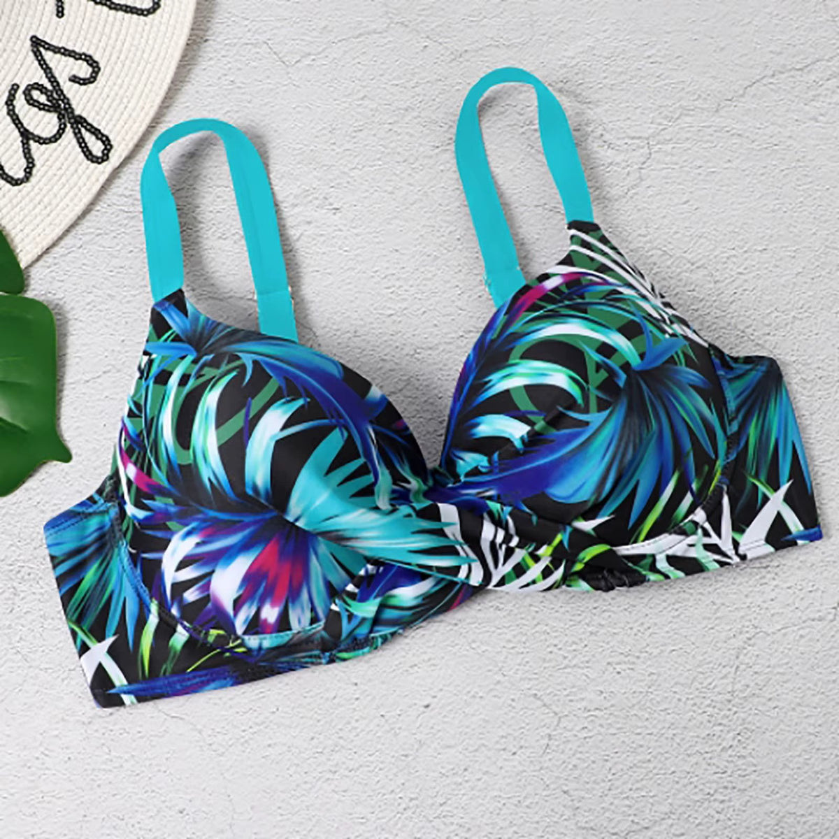 Bikini met Hoge Taille en Bladprint Dames