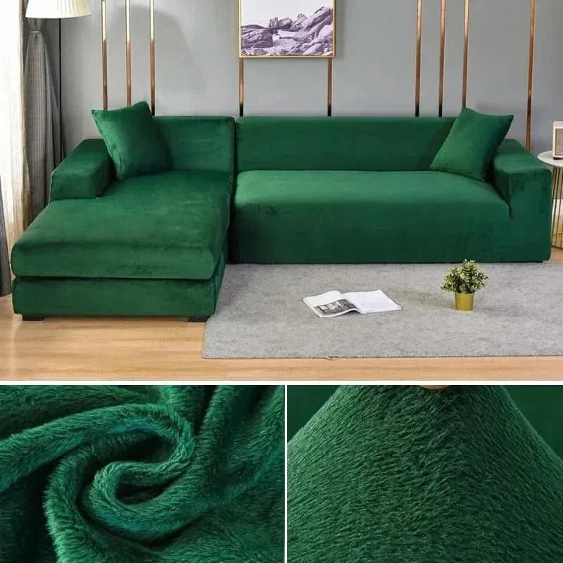Elastische velours bankhoes met antislip