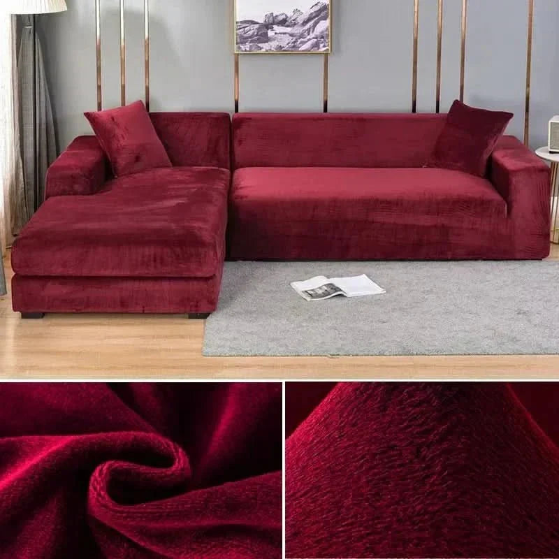 Elastische velours bankhoes met antislip