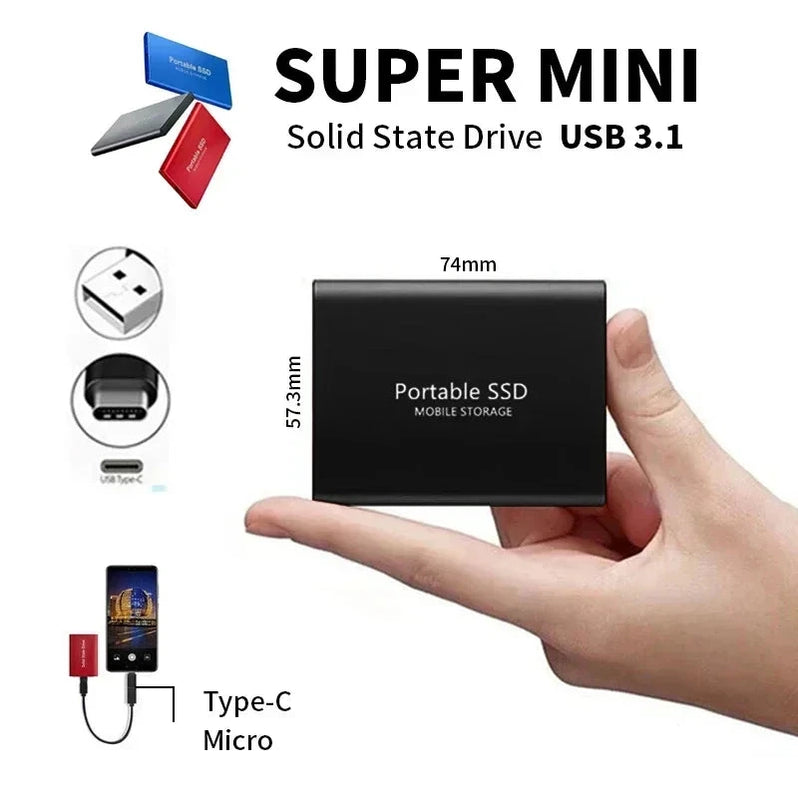 TechMaster - Snelle Mini Externe SSD voor Laptop en PC - Compatibel met Apple en Microsoft