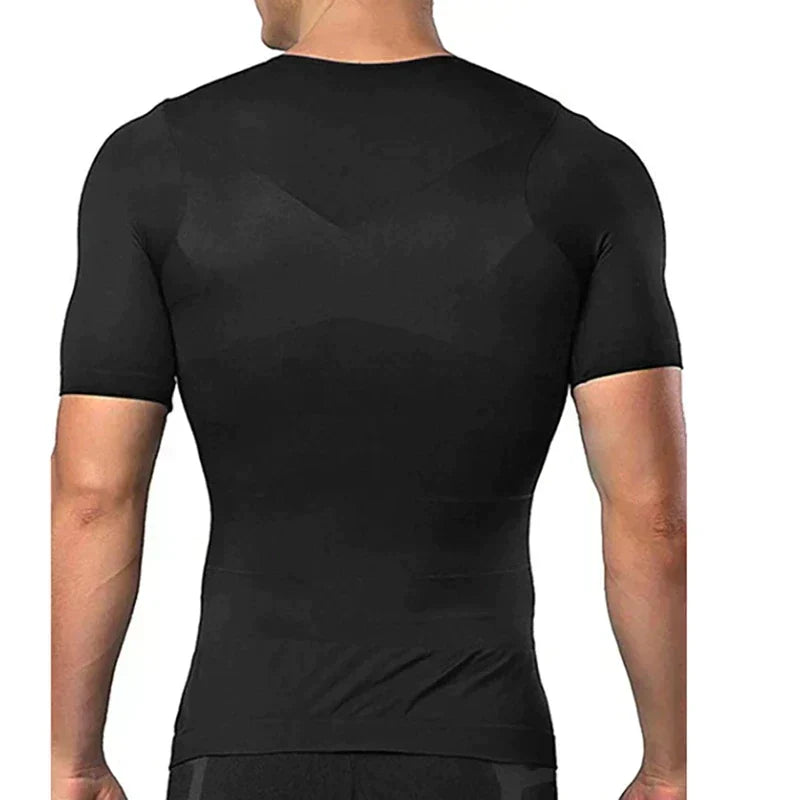 Compressie-fitness-T-shirt voor heren – ademende, elastische, figuurmodellerende sporttop