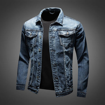 Slim Fit Motorstijl Spijkerjack voor Heren