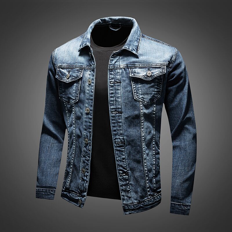 Slim Fit Motorstijl Spijkerjack voor Heren