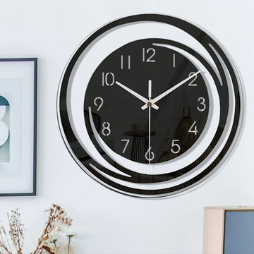 Rytme - Scandinavisch Acryl Wandklok Ontwerp - Zwart - klok