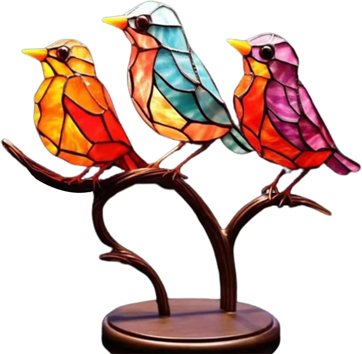 AviaryArt - Gekleurde Glazen Vogel Op Tak