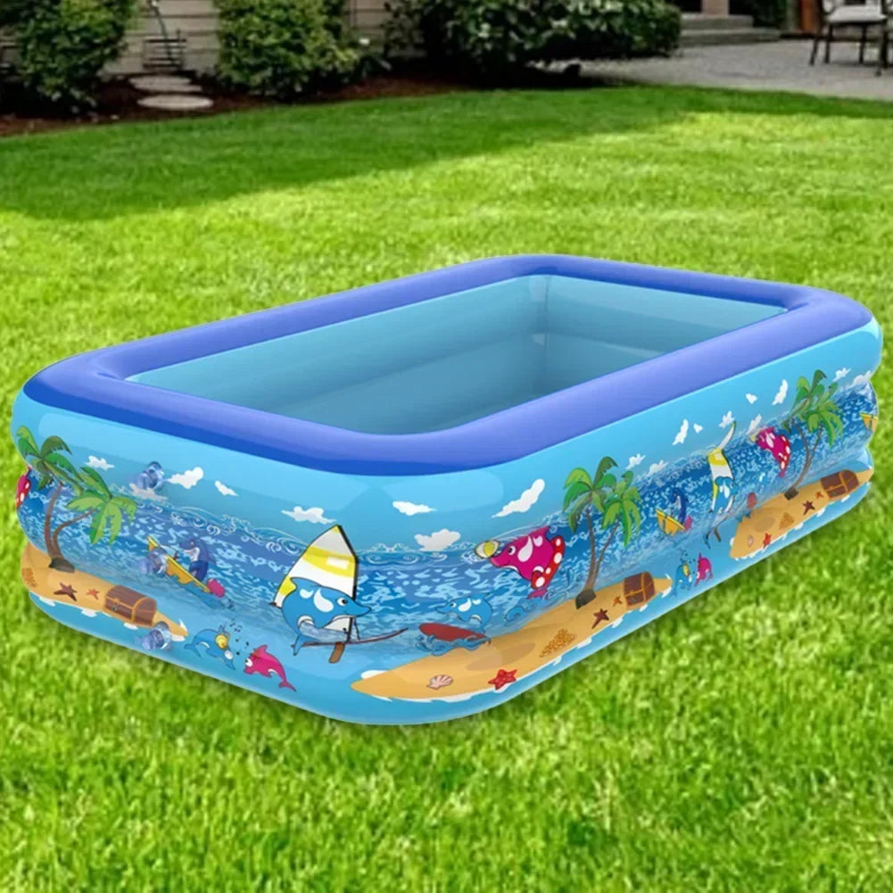 Luftolino Opblaasbaar Kinderzwembad | 110–180 cm | Extra Dik PVC | Cartoon Design voor Tuin en Balkon