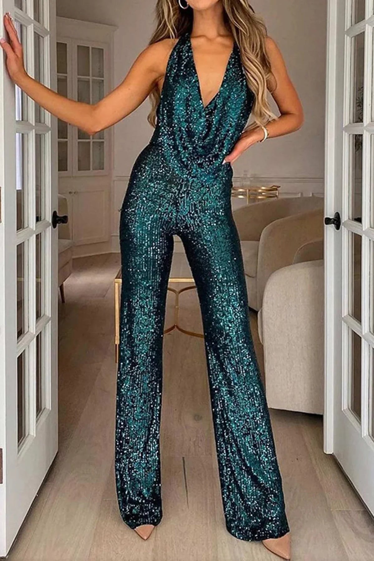 Trendy Glitter Jumpsuit Voor De Feestdagen - Zenna