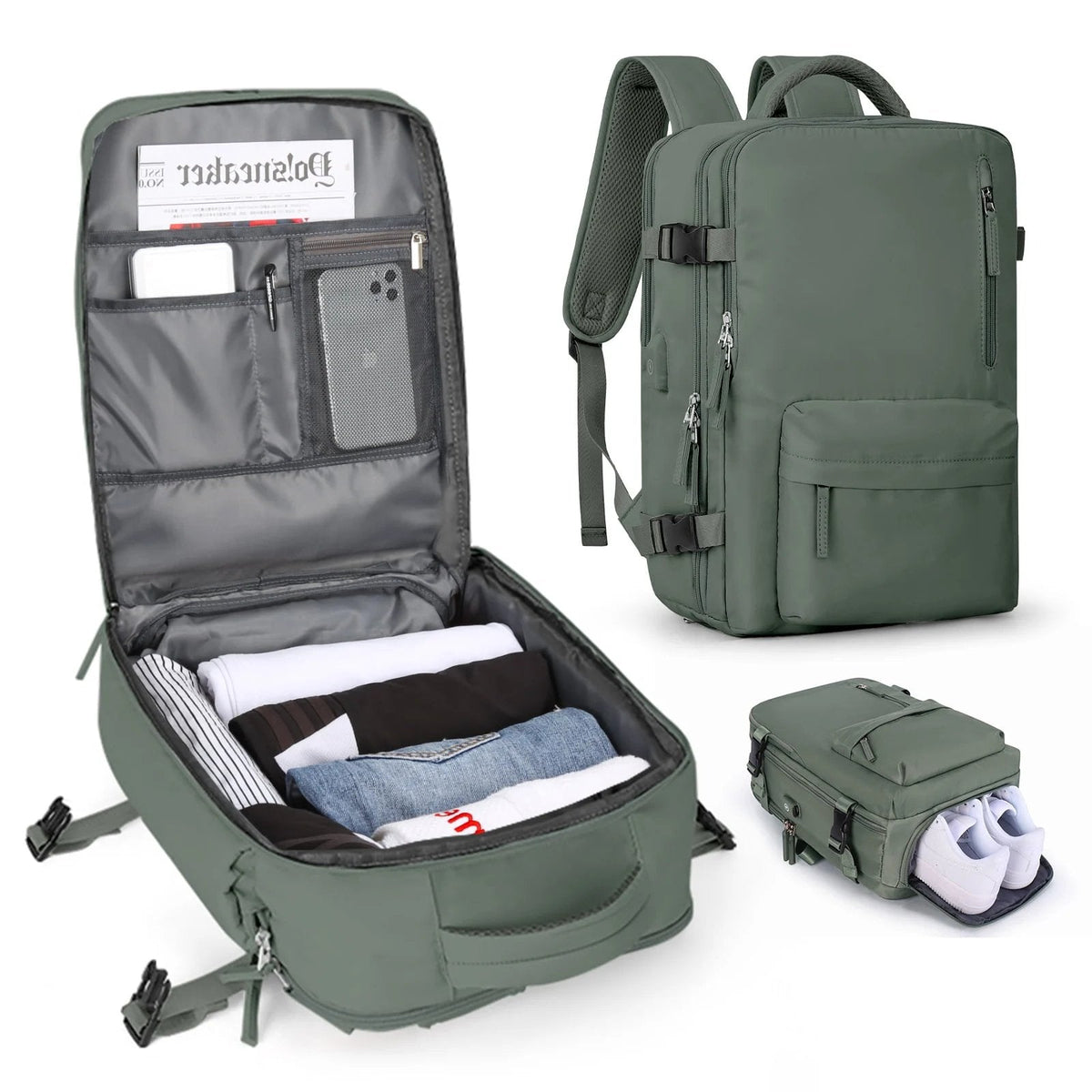 Multifunctionele damesrugzak 35 L met USB-aansluiting