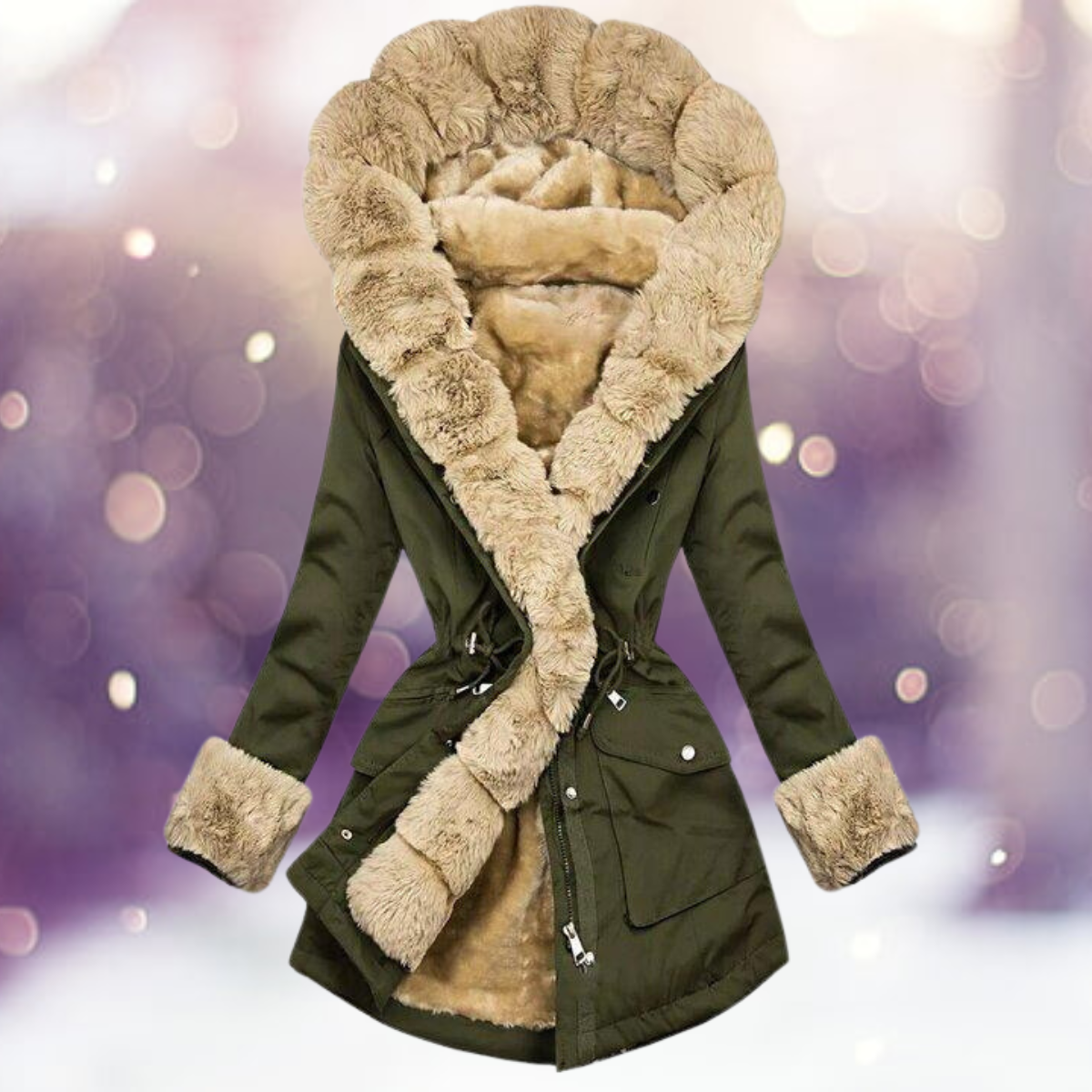 Dana - warme Winterjas Met Bontvoering Dames