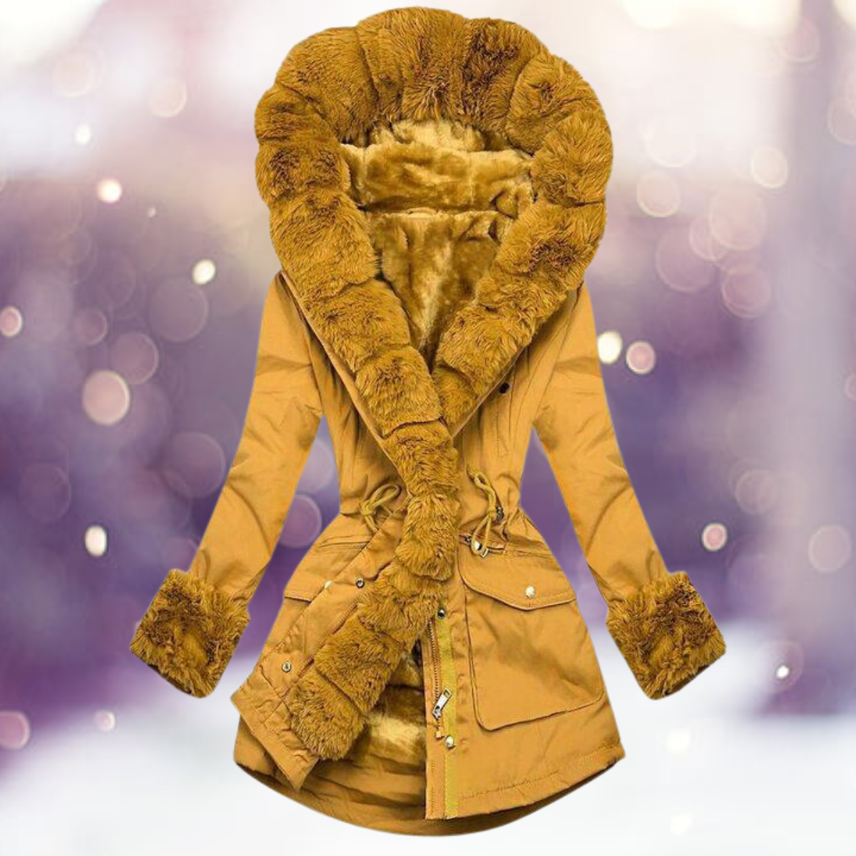 Dana - warme Winterjas Met Bontvoering Dames