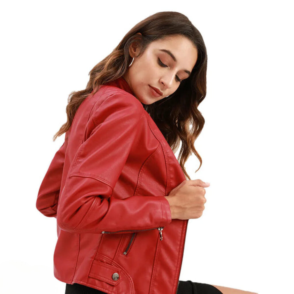 PU‑Leren Bikerjack voor Dames