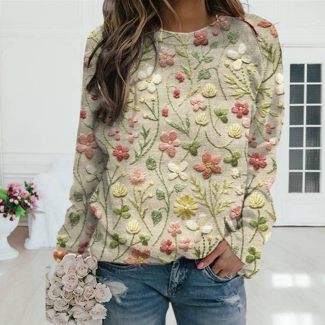 Deze trui is ontworpen voor vrouwen die op zoek zijn naar een frisse, bloemrijke look die moeiteloos elegantie uitstraalt.
