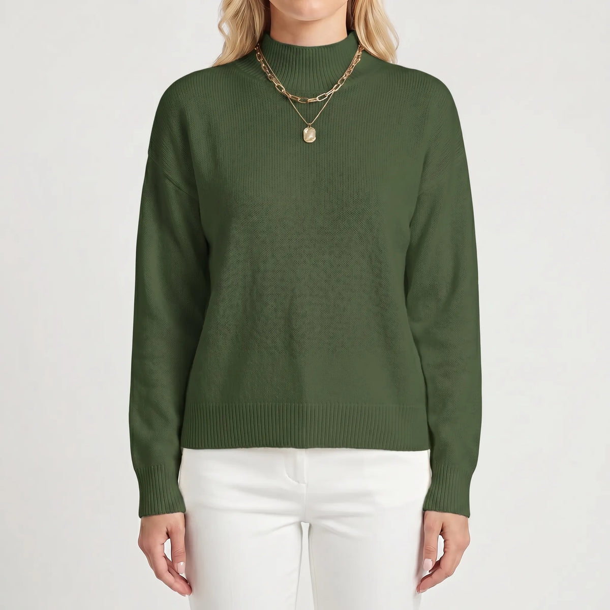 VeloriaRelaxed Mock-Neck Knitted Jumper