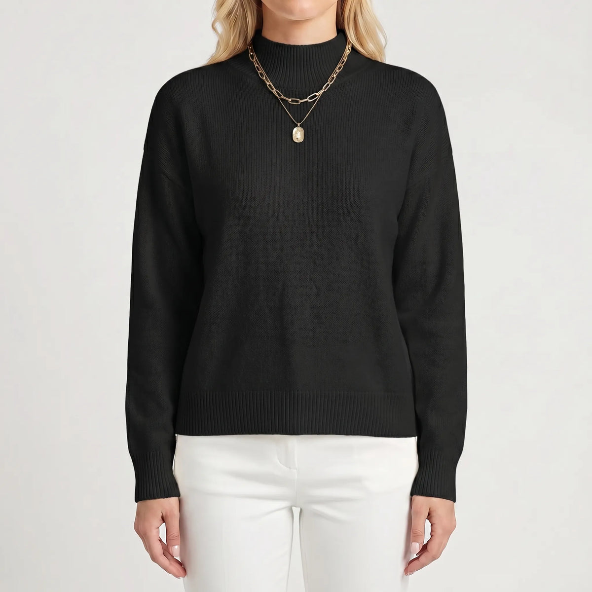 VeloriaRelaxed Mock-Neck Knitted Jumper