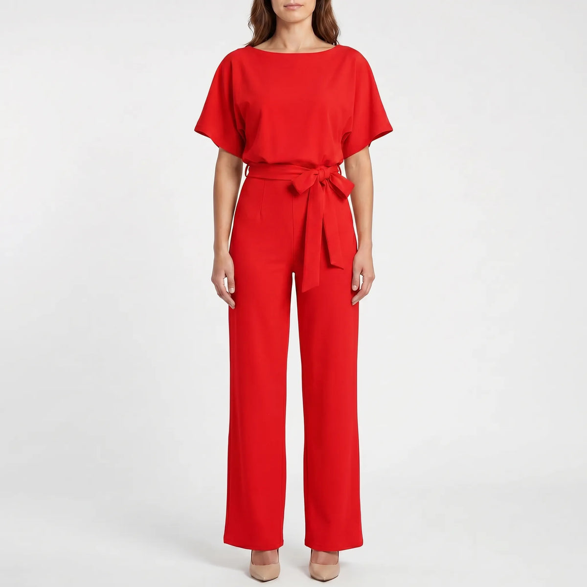 VelviqueWide-Leg Short-Sleeve Jumpsuit
