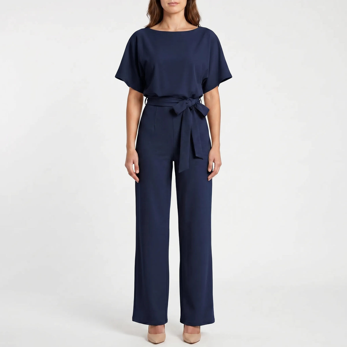 VelviqueWide-Leg Short-Sleeve Jumpsuit
