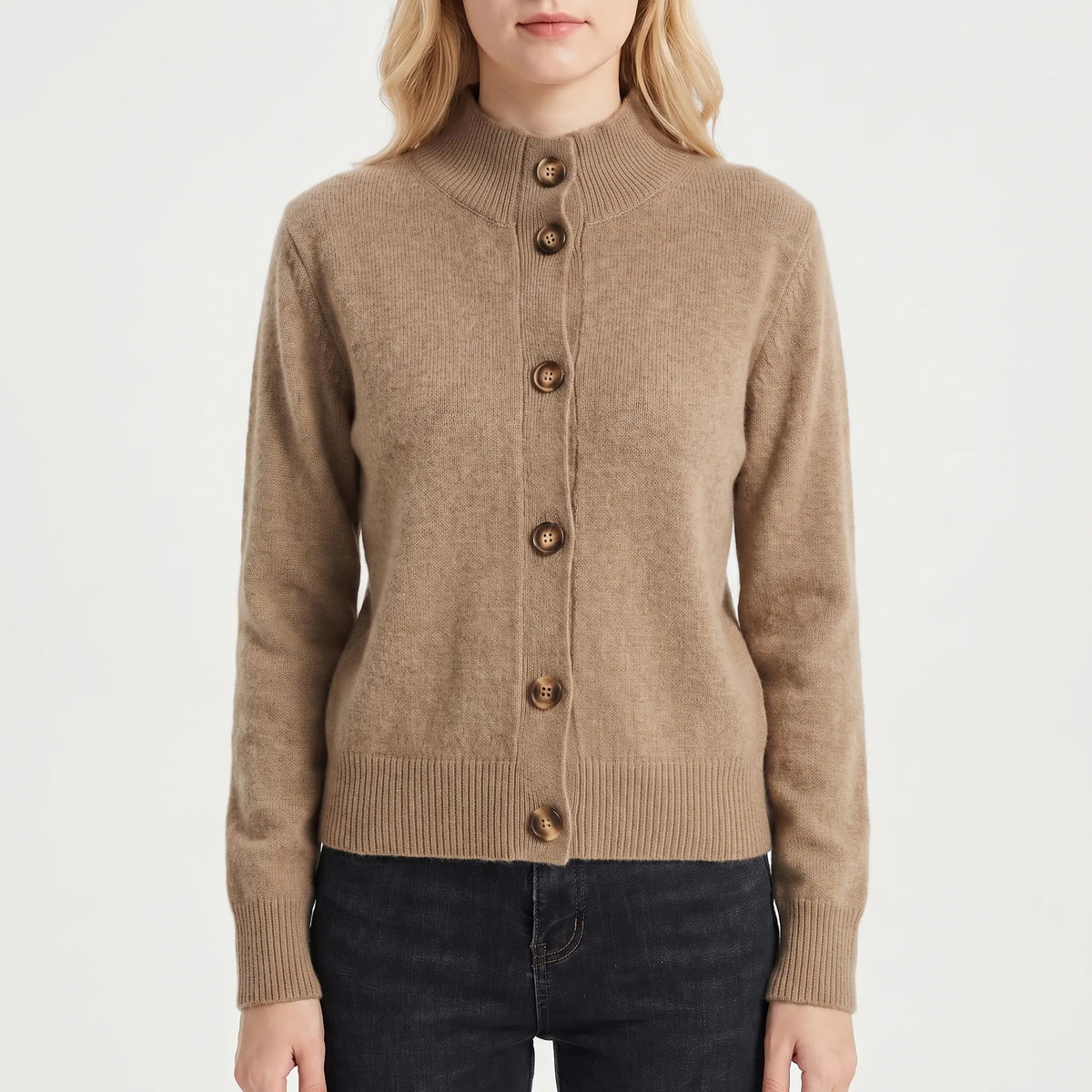 VelwarmeButton-Front Knitted Women's Cardigan