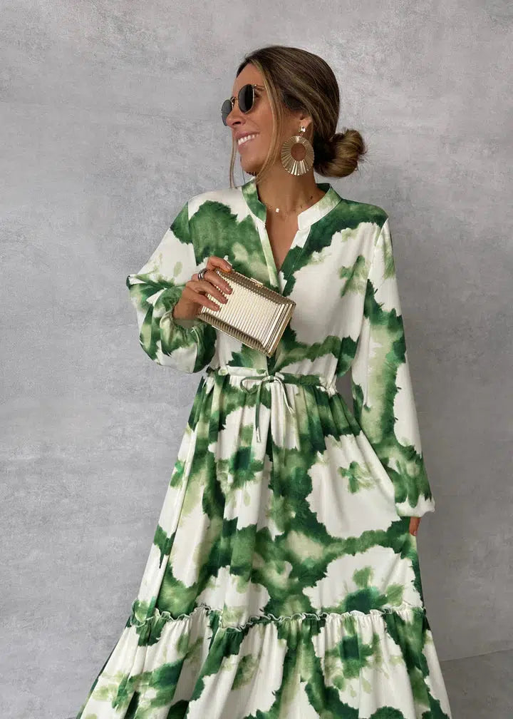 Elegante Maxi Jurk met Lange Mouwen