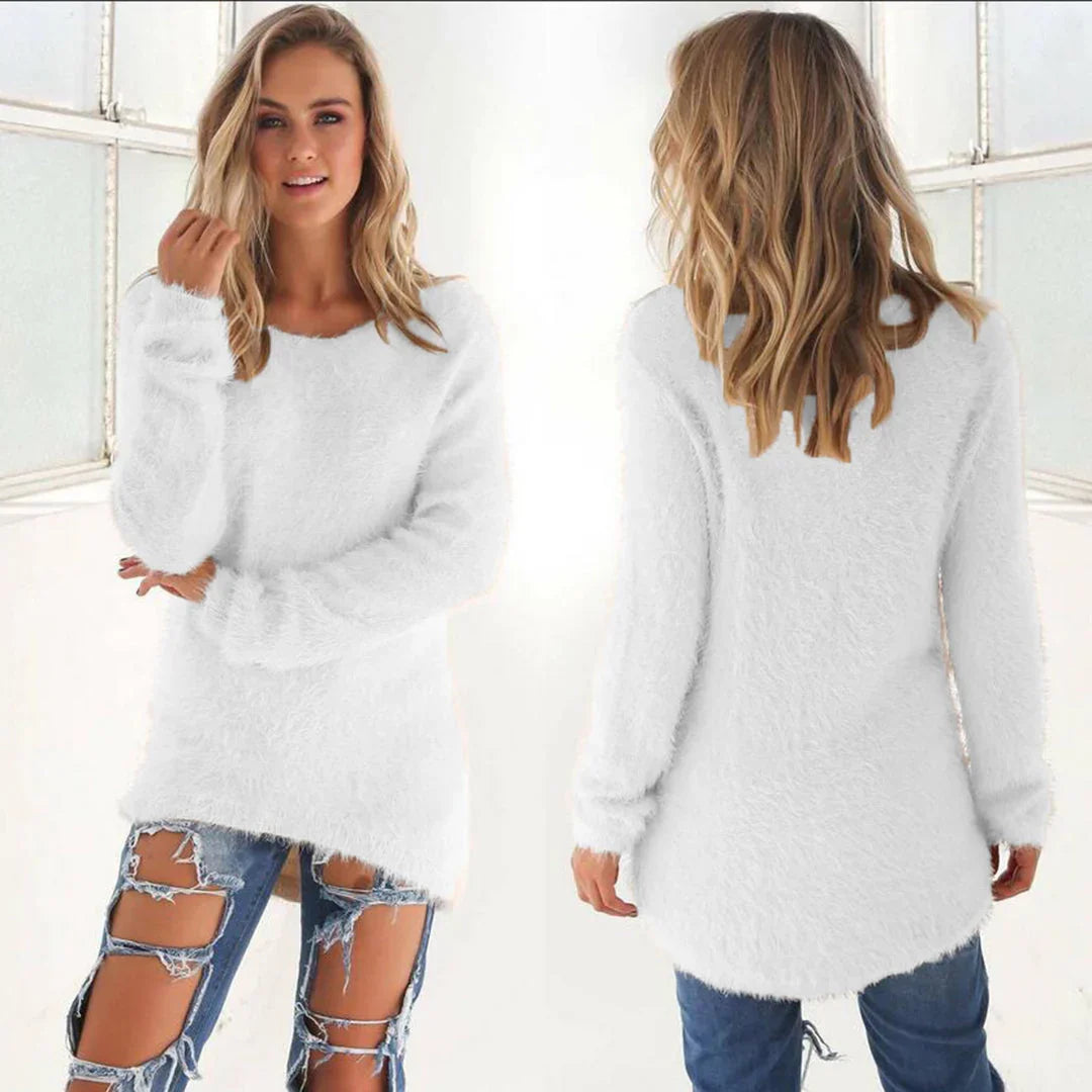 Warme fluffy sweater voor dames
