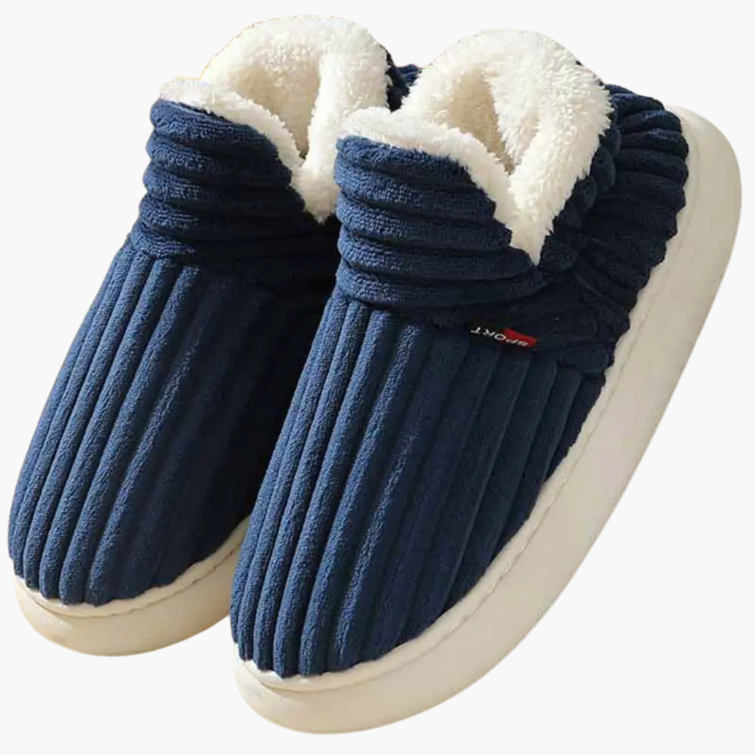 Dames pluche slippers met geribbelde binnenvoering