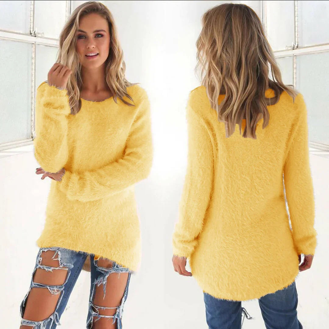 Warme fluffy sweater voor dames