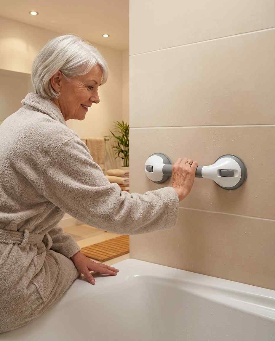 Zuignaphandgreep voor de douche, veiligheidsgreep voor de badkamer zonder boren, 15,7 inch