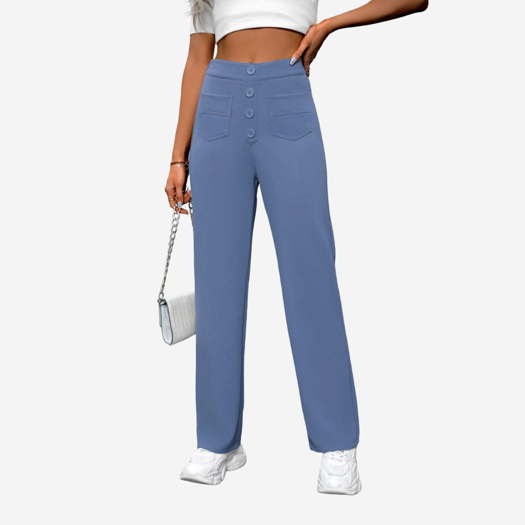Liva – Rechte Broek met Hoge Taille Dames